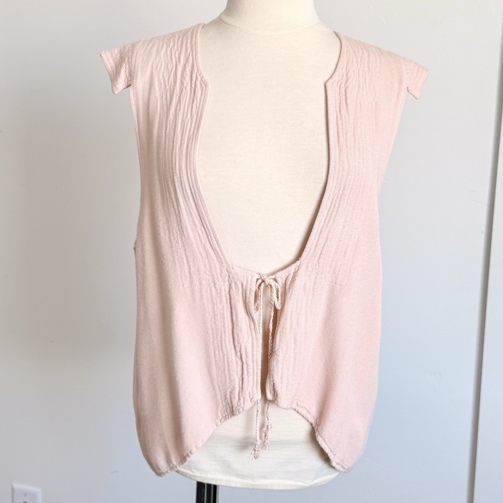 Kin Amora‎ Silk blend Vest Top L Layer Coastal Coquette Fairy Natural Scandi